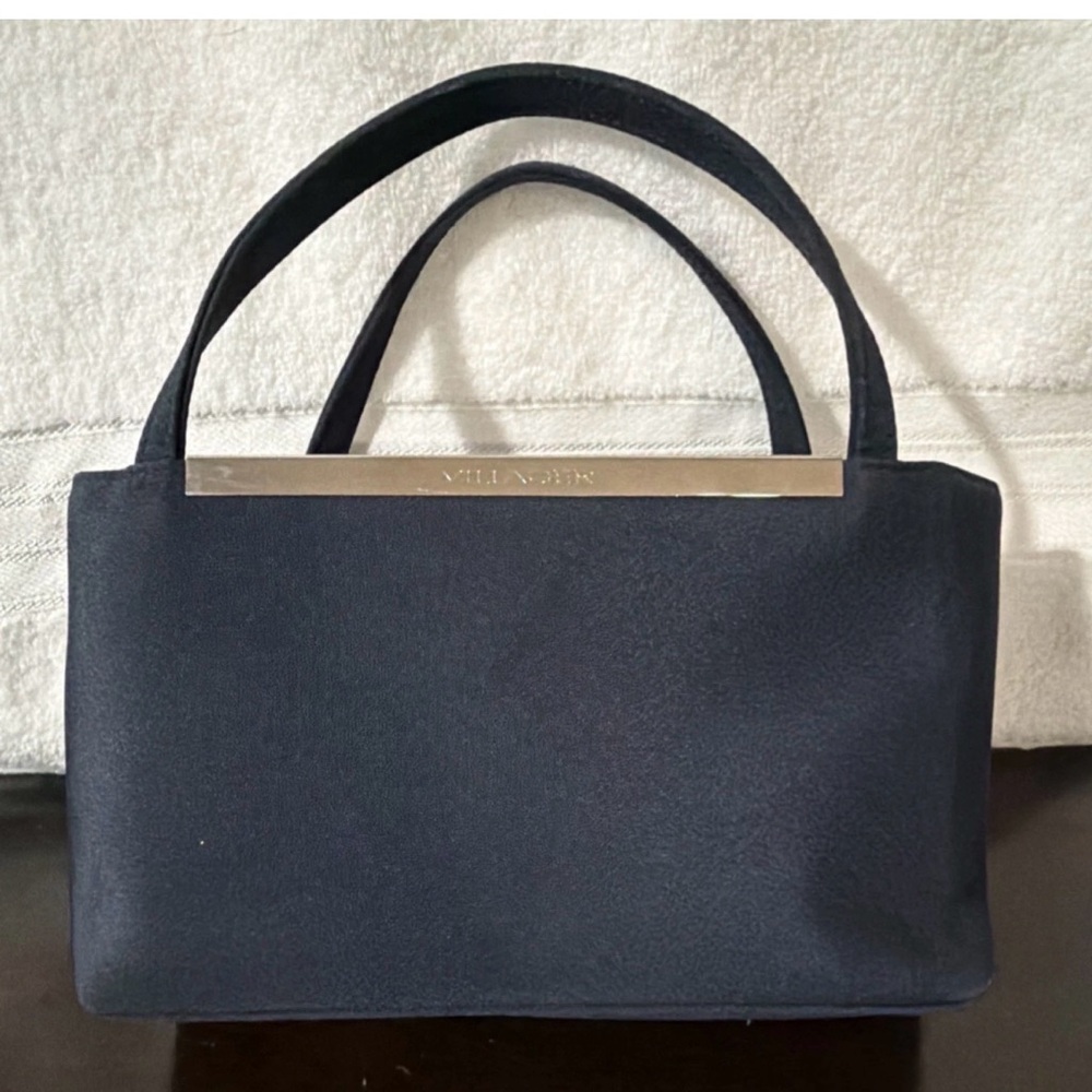 Black Satin Top-Handle Evening Bag